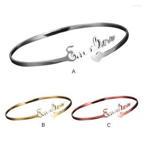 Bangle Nome da pulseira de aniversário Viagem de casamento personalizado pulseira aberta jóias da moda namorada namorado aço de aço intere22