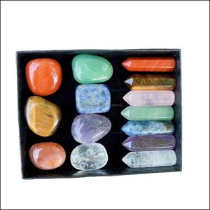 Kamienne luźne koraliki biżuteria 7 Zestaw pudełka czakry reiki naturalne kryształowe kamienie ozdoby sześciokątne pryzmat kwarc joga dhmzw dhmzw