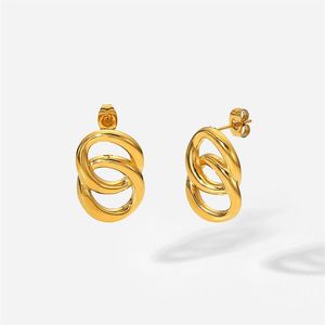 Hoop Huggie Fashion Circle Metal Gold Color Earrings Geometric Twist Drop Earring Statement Smycken Gifthoop
