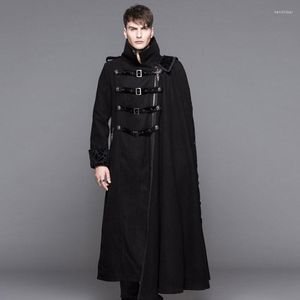 Męskie mieszanki wełny diabła mody mężczyźni zimowi punkowy wełniany ciepły płaszcz Odłączany peleryna gotycka scena na temat długiego kurzu kend22