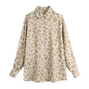 Maglie leopardate di moda camicette sciolte donne donne vintage maniche lunghe abbottonate camicie femminili busas chic tops 220407