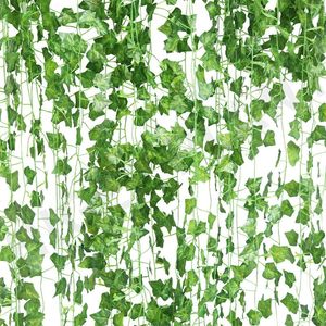 Fiori decorativi ghirlande da 230 cm di seta verde Artificiale Idey Idey Leaf Garland Piante foglie di vite foglie di vit
