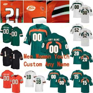 Nik1 Miami Hurricanes Football Jersey 47 Michael Irvin 1 Mark Walton 46 Clive Walford 35 Vernon Carey Jr NCAA College Men Women Youth Jersey