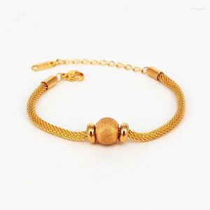 Beaded Strands Stainless Steel Chain Bracelet Round Luck Bead Bangle Rose Gold Color Woman Girl Lady Party Gift Trum22