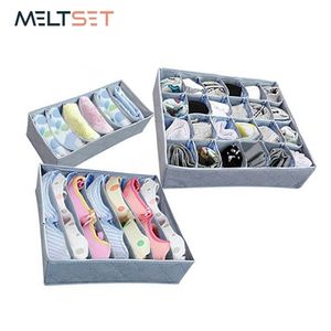 3PCS SET Multi Größe BH Unterwäsche Organizer faltbare Home Storage Box Vlies Kleiderschrank Schublade Schrank für Schals Socke LJ200812