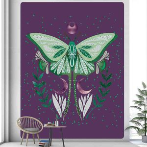 Boho Decor Wall Hanging Mandala Butterfly Plant Fiori Scena psichedelica Home Art Carpet J220804