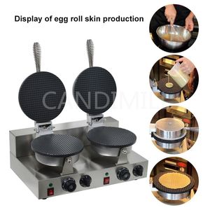 Household Food-Grade Not Stick Coating Food Processing Equipment Commercial Crispy Egg Roll Sweet Cone Skin Maker Stainless Steel Double-Sided Heating