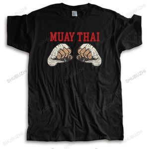 Klassisk Muay Thai Combat Workout T-shirt för män Kortärmad T-shirt i bomull Designer Thailand Kickboxning Boxning Tee Shirt Apparel 220421