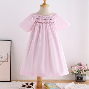 Flickans klänningar Baby Girl Smocked Dress Spädbarnsmock Frocks Children Spanish Boutique Clothes Toddler WN028
