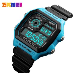 Partihandel 10st/ Lot Men's Sports Watch Square Dual Time LED Digitala klockor Male Clocks Relojes Deportivos 220623