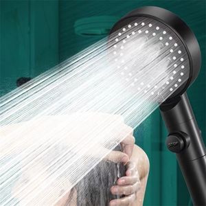 6 Modes Adjustable High Pressure Saving Onekey Stop Water Massage Shower Head for Bathroom Accessories 220812