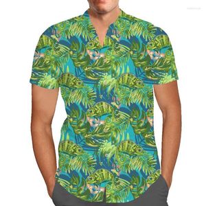 Mäns avslappnade skjortor Herrskjorta Botaniska tryck Kort ärm Summertrend T-shirt Halv Retro Floral Shirtmen's Eldd22