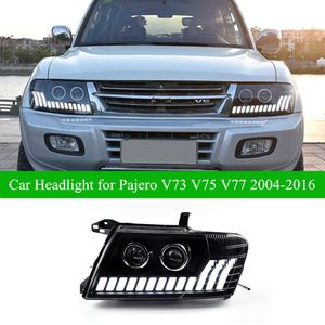 مجموعة المصباح الأمامي للسيارة للسيارة لبيجيرو V73 LED LED Light 2004-2016 V75 V77 DRL Turn Signal Beam Lens Auto LAMP