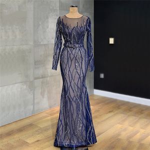 NOVO CHUVENTE Mermaid PROM Vestidos Sexy Pescoço de pescoço comprido lacas lacas apliques miçangas de luxo vestidos de noite comprimento Plus Tamanho Os vestidos de festa formal feitos personalizados feitos