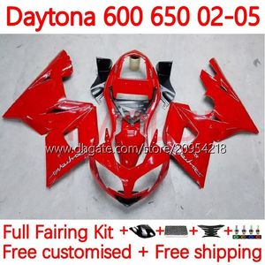 جسم الدراجات النارية لـ Daytona600 Daytona650 02-05 هيكل السيارة 148no.3 Cowling Daytona 650 600 CC 02 03 04 05 Daytona 600 2002 2003 2004 2005 ABS Fairing Kit Factory Red