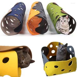 Cat Toys Toy Felt Pom Splicing Tunnel Deformable Kitten Nest Collapsible Tube House Interactive Pet AccessoriesCat