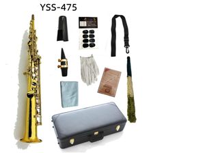 Yepyeni YSS-475 B Düz Soprano Saksafon Pirinç Kaplama Lake Altın Profesyonel Müzik Enstrümanı