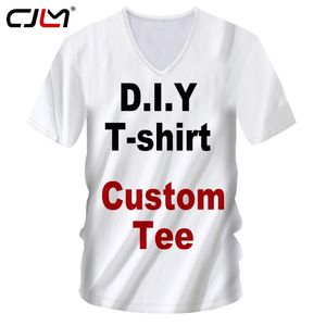 CJLM 3D Print Diy Custom Design V-Neck Tshirt Hip Hop Streetwear Zip Sweatshirt Drop Shipper grossister Leverantörer Drop Shipper 220619