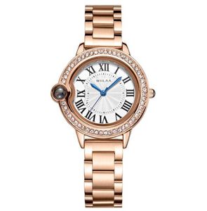 3111 Ins Fashion Women's Quartz Watches 30m vattentätt stålband Rose Gold Diamond Micro-Engraving Confession Student Lovers Wristwatch
