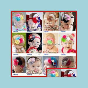 Nowy 28 Design Baby Girl Headband Newborn Headbands Shabby Chic Kwiat Hairband Christening Chrzest Kokardki 20 sztuk / partia Drop Dostawa 2021 AC