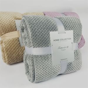 Cobertor de flanela quente e macia para camas de lã de coral azul rosa sólido capa de sofá -lancho de coral de coral de colchão de colcha fofo 220527