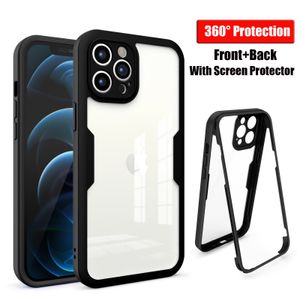 360 Front and Back Full Cover Case Case dla iPhone'a 15 14 13 12 11 Pro Max Mini XR XS 6 7 8 Plus iPhone15 Wbudowany ochronę ochrony