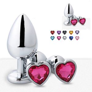 Analplugg Sexleksaker Crystal Heart Shaped Stainles Steel Butt Plugs 3st/Set For Women Adult Men