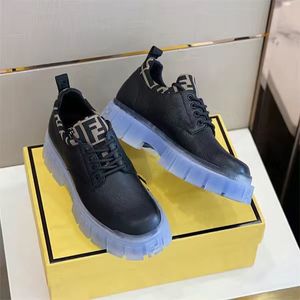 Luxury Men Force Match Leather Sneakers Shoes Black FF präglade casual Men s Black Leather Loafers Skateboard Runner Sole Tech Fabrics Trainer Box I88