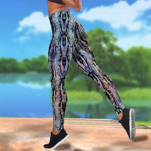 Kvinnliga leggings retro Snakeskin tryckt hög midje elasticitet 3D Legging cosplay mode kvinnlig för utomhus jogging byxor w220616