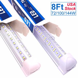 Luz de loja LED, luzes do tubo 8ft, 6500K, branco frio, forma V, tampa clara, saída de altura, luzes de lojas ligáveis, para garagem AC85-277V OEMLED