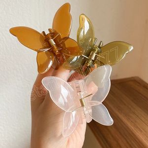 Butterfly Hair Clip Solid Color Korean Hair Claw for Women Girls Transparent Gripper Hair Accessories