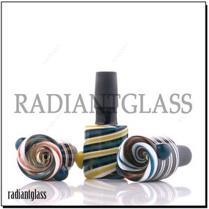 Spiral twist flower colored 14mm glass bowl male joint smoking bong bowls for hookahs glasses handblown horn handle