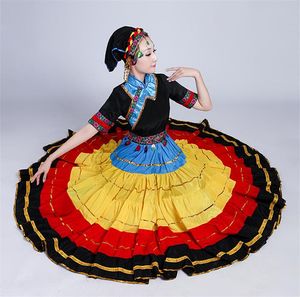 ステージウェアフラメンコスカートダンス女性スペインの民族スタイルの練習長い大きなスイングカラフルな祭りパフォーマンス女性の腹のドレス