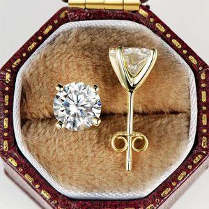Stud Trendy 1 Carat D Color Round Moissanite Earrings Women Jewelry 100% 925 Sterling Silver Gra VVS1 Moissaite Gift
