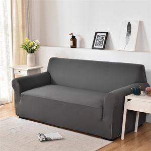 Sofa Cover Living Room Solid Color Elastic Spandex Modern Polyester Corner Couch Slipcover Chair Protector 1 2 3 4 Seater 220615