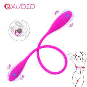 EXVOID Doppelseitiger Penis Langer Dildo Vibratoren Lesbenspielzeug G-Punkt-Massagegerät Erwachsene Produkte sexy für Frauen Männer 7 Frequenz