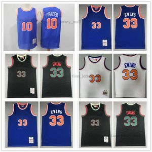 Retro Basketball Jersey Patrick 33 Ewing Jerseys Walt 10 Frazier Color Biały Niebieski Ed Mitchell Ness 1993-95 2003-04