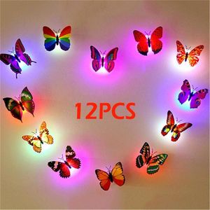 LED -väggklistermärken Färgglada föränderliga fjäril Glödande dekaler nattljuslampa heminredning DIY vardagsrum klistermärke 220607