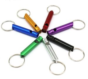 Metal Whistle Keychains Portable Self Defense Keyrings Rings Holder Car Key Chains Accessories Outdoor Camping Survival Mini Tools Wholesale