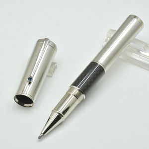 Yüksek kaliteli gümüş ve siyah karbon fibe roller top kalemi / çeşme kalemi ofis kırtasiye lüks mürekkep kalemleri