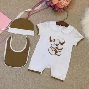 0-24 meses Cotton Kids Newborn Baby Ropa Set Infantil Niño Sumpsuits + Sombrero y traje de babero Trajes de verano Niño Chica Romper