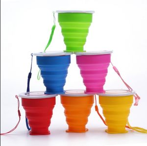 200ML Silicone Folding Cups Multifunction Tumblers Retractable Outdoor Travel Camping Water Cup With Lanyard llfa