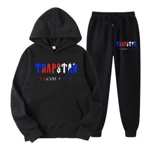 Fatos de treino masculinos femininos trapstar Designer Sportswear Hoodies Calças com capuz Treino Patchwork Preto Sólido Marca Outono Inverno Moletom com Capuz Conjunto Masculino /S/M/L/XL/XXL/XXXL