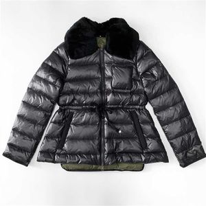 Real Rabbit Fur Coat Winter 90% White Duck Down Jacket Short Down Parka Sash Tie Up Female Warm Down Coats 211120