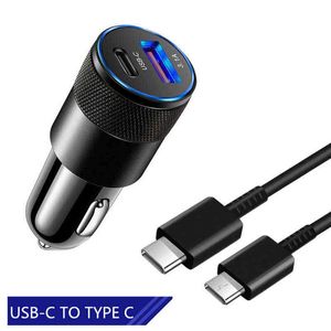 PD USB C Ładowarka samochodowa Szybkie opłata za smartfony dla iPhone'a 12 11 Xiaomi Redmi 10 Samsung Galaxy S22 Typ C Kabel ładowarka telefonu W220328