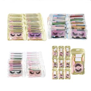 Wimpernverlängerungen, Gesamtverkauf, Schönheitsbedarf, 3D-Wimpern, Verpackung, Wimpern-Kombinationsfarbe mit Lockenwickler-Bürste, natürliche dicke Kosmetik, Make-up-Wimpern