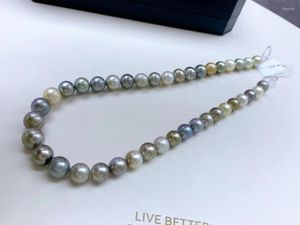 Chains Real 925 Sterling Silver Clasp Seawater Pearl Necklace For Women 9-13mm Mixed Color Round Fashion Wedding Jewelry GiftsChains Elle22