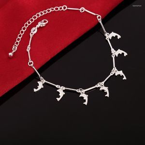 Pulseiras de charme chegam lindas 925 Selo Silver Bracelet Noble Dolphin Lady Chain Fashion Wedding fofo fofinho gentil jóias Kent22