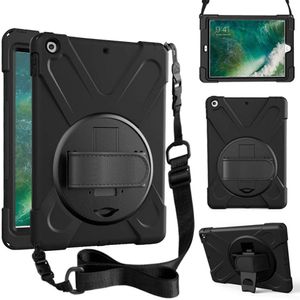Tablet Cases For iPad Mini With Degree Rotation Kickstand And No Pencil Holder Design Shockproof Anti Fall Protective Cover Shoulder Hand Strap