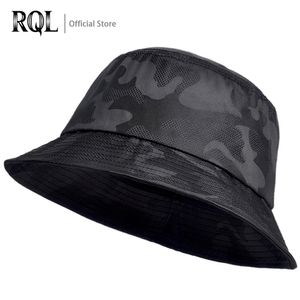 Mens Bucket Hat Sun Doublesided Panama svart kamouflage bob man vandrar fiskare hip hop cap bomull manlig fiske hatt 220525